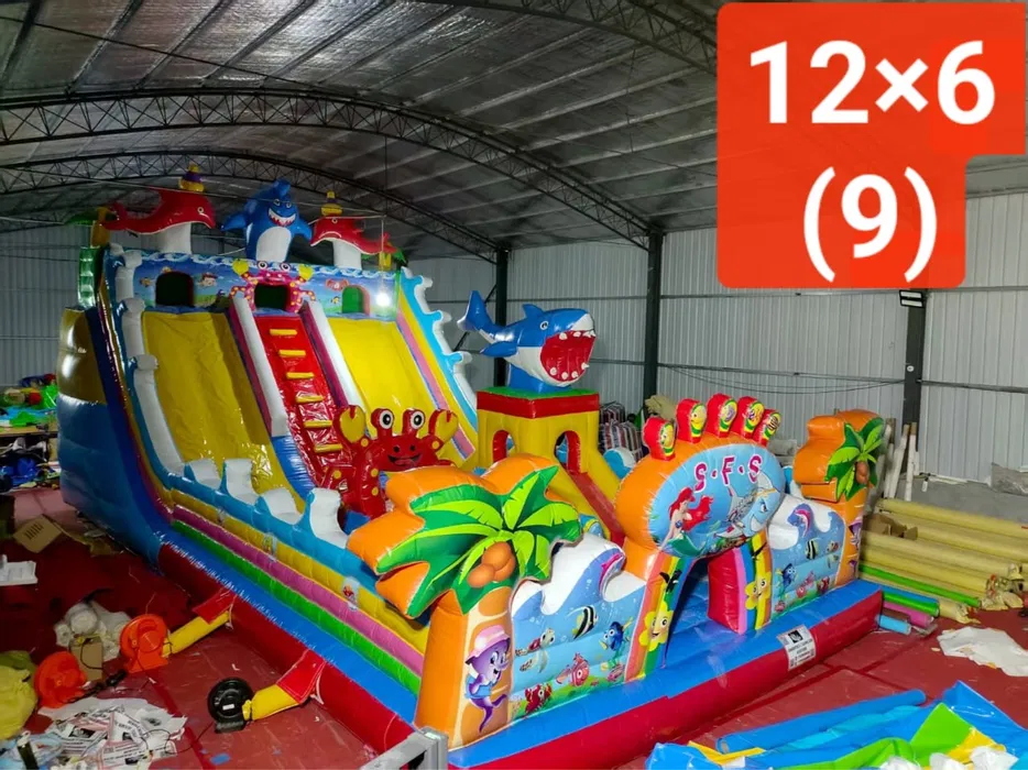 Giant Shark Slide Inflatable Playground