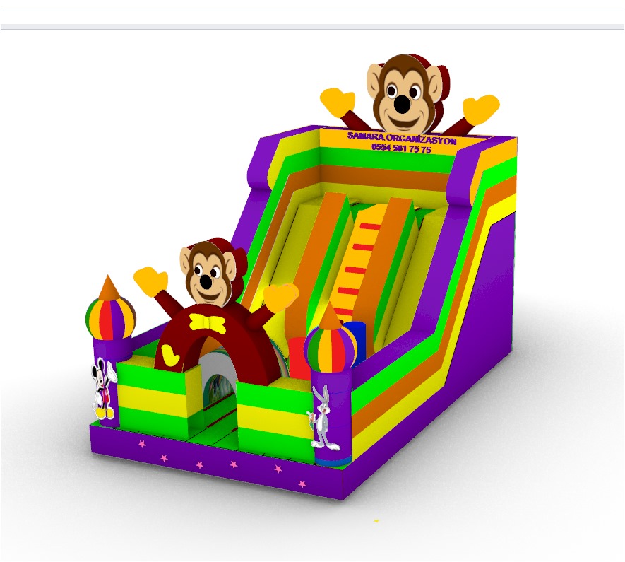 Monkey Themed Inflatable Slide Playhouse
