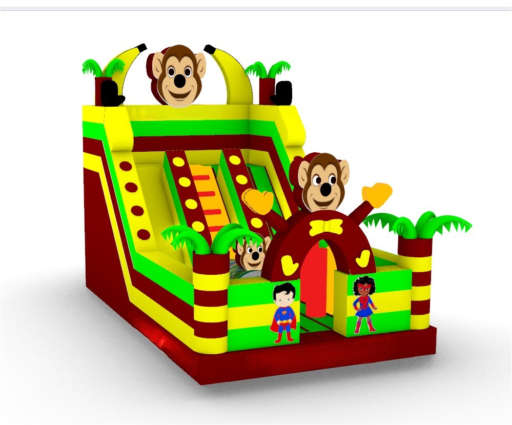 Monkey Themed Inflatable Slide Playhouse