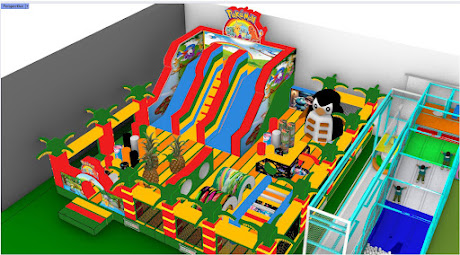 Riesiger aufblasbarer Spielpark im Tropen-Palmen-Design