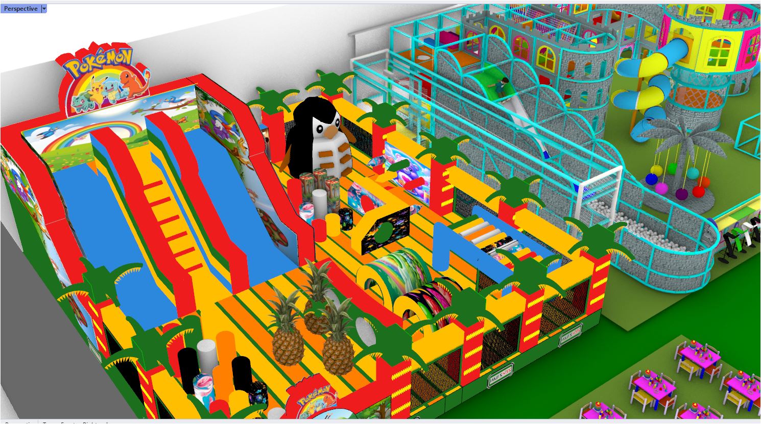 Riesiger aufblasbarer Spielpark im Tropen-Palmen-Design
