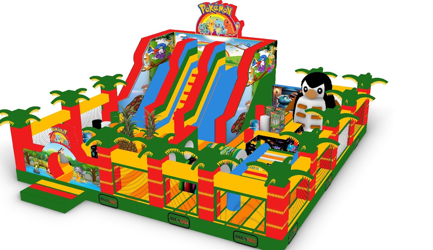 Riesiger aufblasbarer Spielpark im Tropen-Palmen-Design