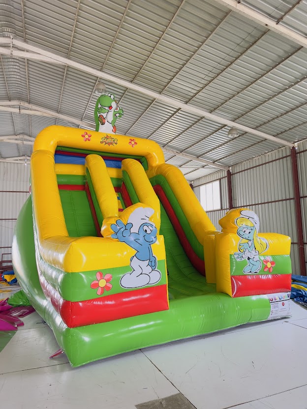 Şişme Şirinler Temalı Kaydırak 7.5x4.5x6