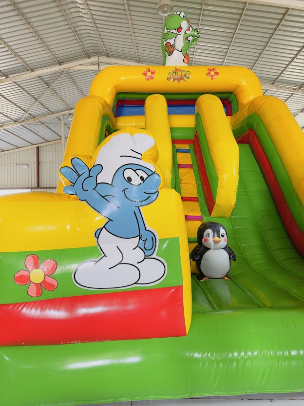 Şişme Şirinler Temalı Kaydırak 7.5x4.5x6