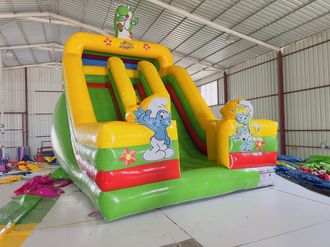 Şişme Şirinler Temalı Kaydırak 7.5x4.5x6