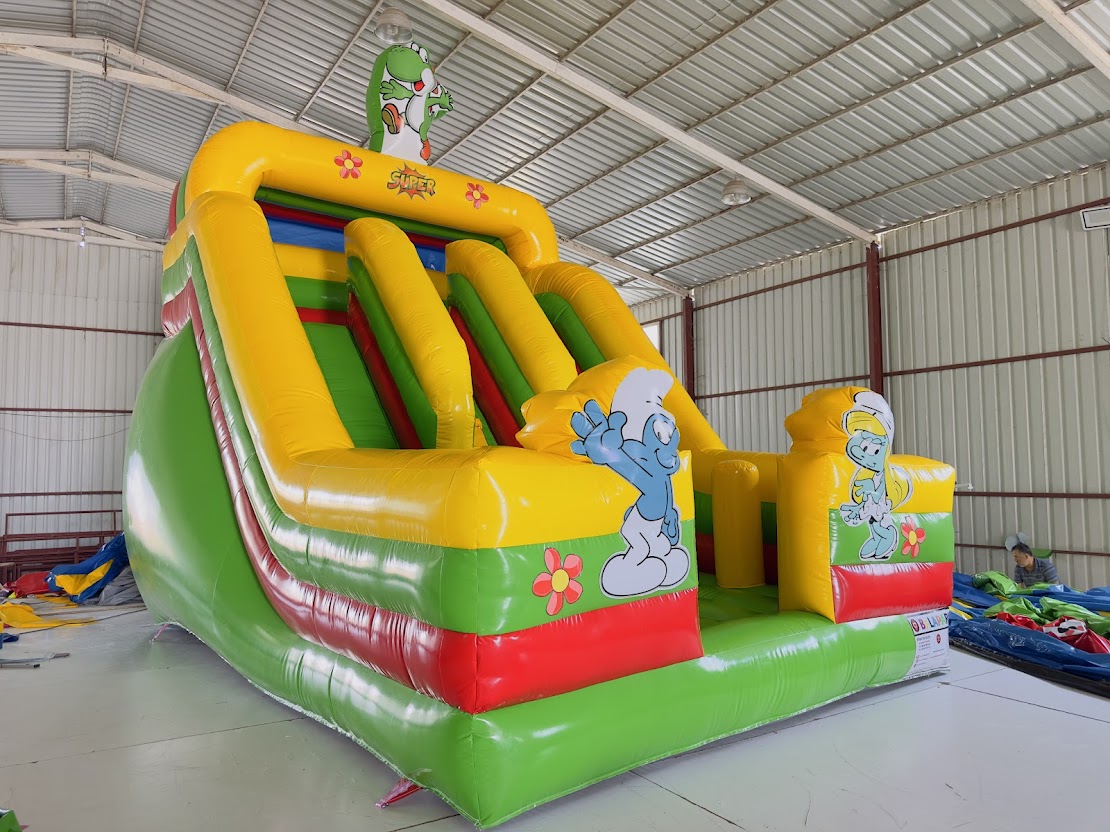 Şişme Şirinler Temalı Kaydırak 7.5x4.5x6